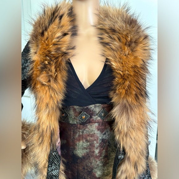 ✨NWOT✨ CACHE Absolutely Stunning Snake Leather Jacket with Fur Trim - Size 4 - Picture 4 of 12